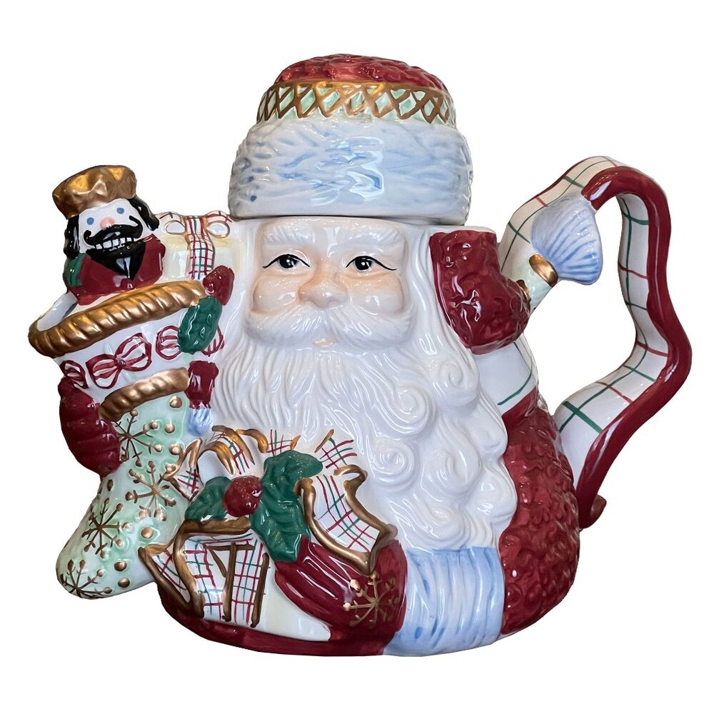 Avon China Christmas Santa Claus Teapot - Holiday Drinkware - Entertaining